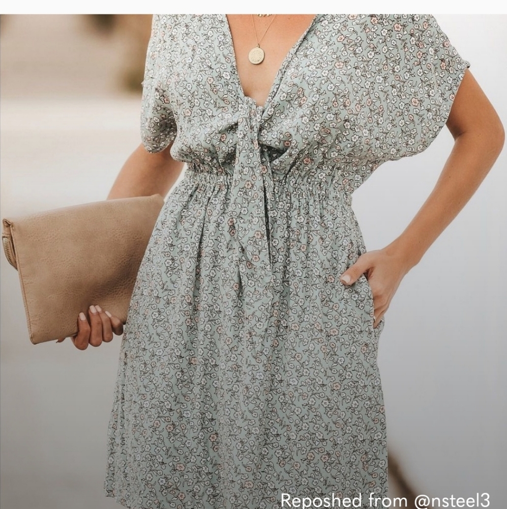 Vici Floral Tie Pocketed Dress